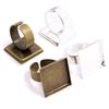 20mm 10 stuks Zilverkleurig En Bronskleurig Vierkante Verstelbare Ringzettingen Leeg/Basis, Geschikt voor 20mm Glazen Cabochons, Knoppen