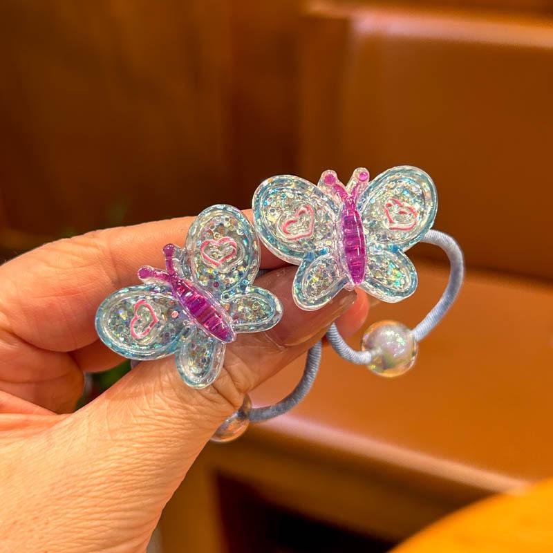 2 Pieces Cute Butterfly Princess Headwear Elastic Hair Bands for Kids Girls Hair Accessories Children Hair Ropes