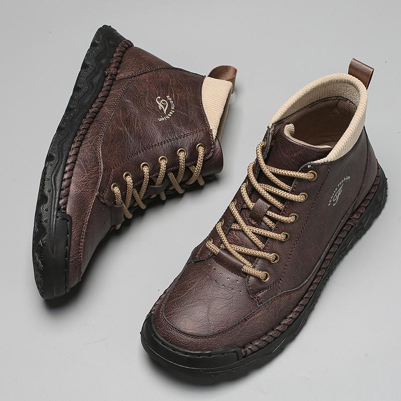Ručně šité Kožené Pánské Boty Pohodlné Ležérní Kožené Boty Pánské Kotníkové Boty Mokasíny Pánské Pracovní Boty