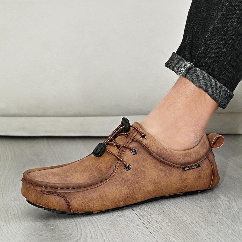 Handgefertigte Lässige Lederschuhe Herren Loafer Bequeme Mokassins Herren Flache Schuhe Übergröße 47 Leder Herrenschuhe