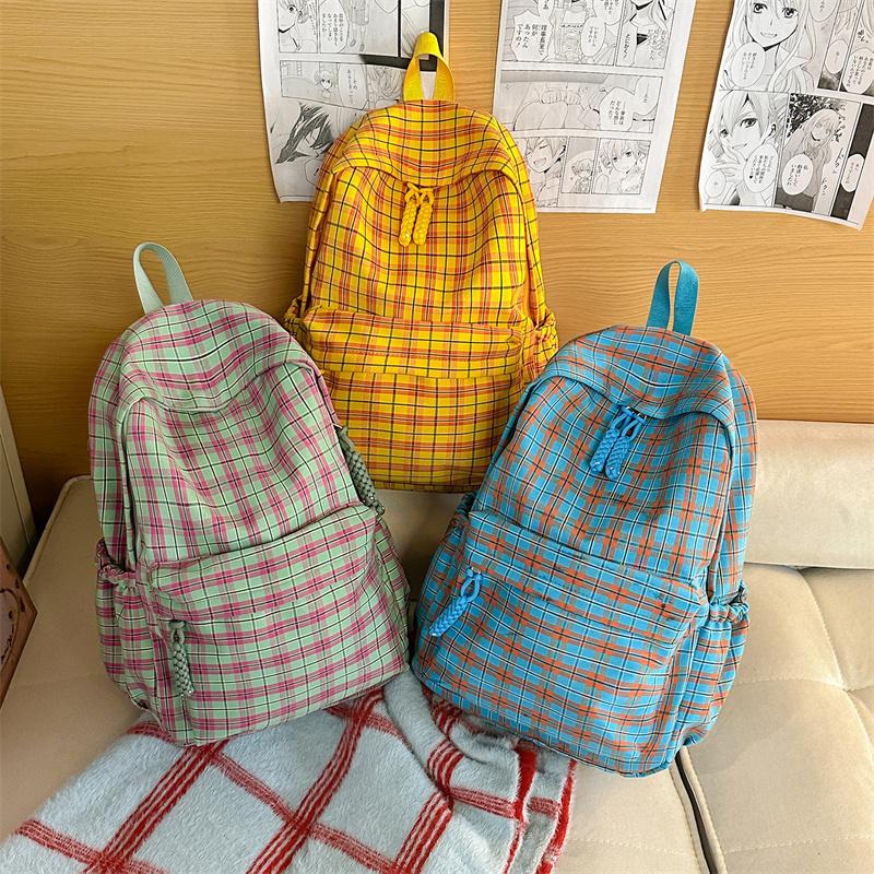 Plaid Student Schoolbag Women's Lightweight Large Capacity Backpack