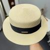French Flat Straw Hat for Women's Spring and Summer Seaside Vacation Beach Hat Sun Shading and UV Protection Large Eave Basin Hat