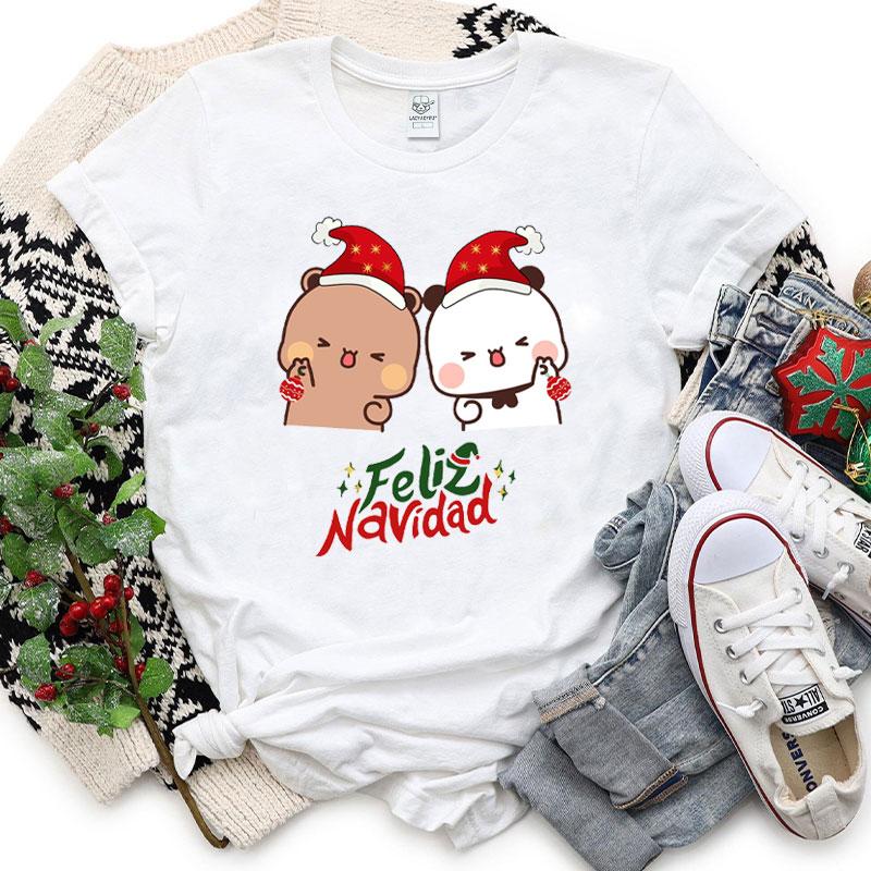 Joyeux Noël Mignon Bubu Dudu Graphiques Dessin Animé T-shirt Populaire Fête de Fête Unisexe Coton T-shirts Tendance Drôle Chemise de Noël