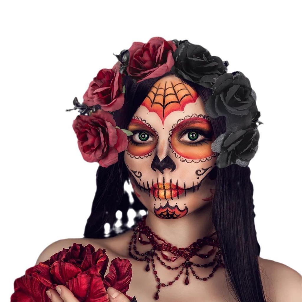 Halloween Flower Headband with Spider for Cosplay or Makeup Party