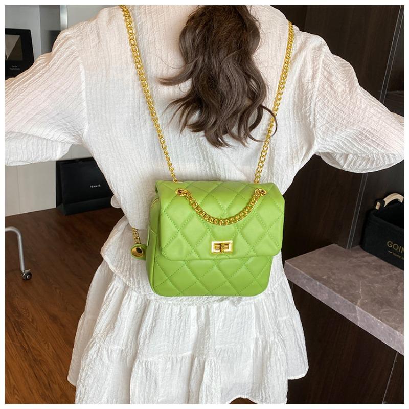 Rhombus Chain Small Bag Women's Summer New Fashion Leisure Shoulder Bag Backpack