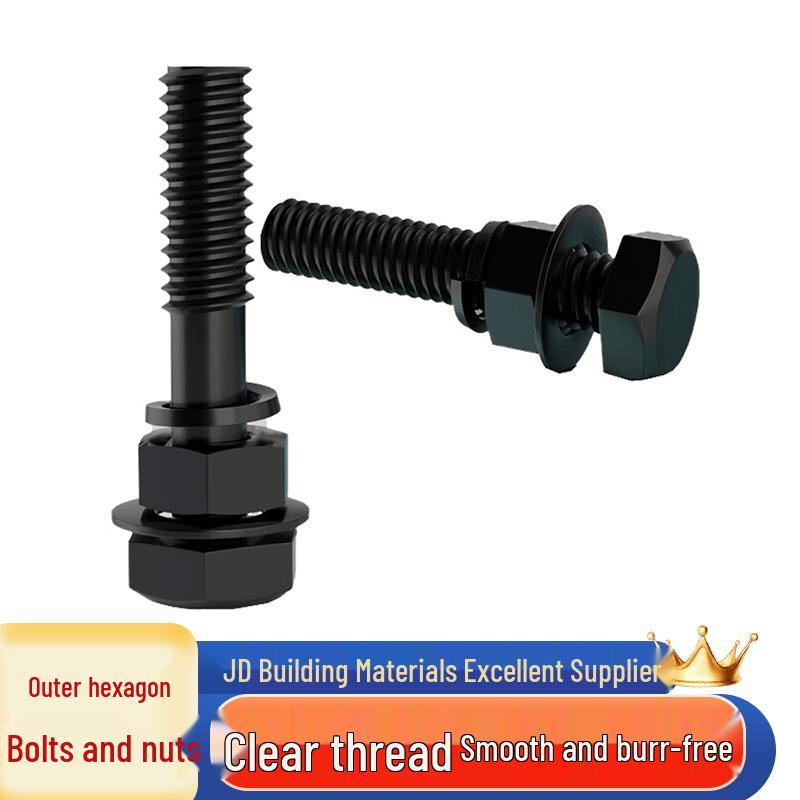 Jingzhouyuan 8.8 Grade Black Hex Bolt, Nut, and Washer Combo Set