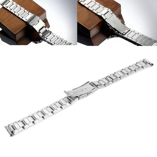 Sxhlseller Stainless Steel Watch Band, Adjustable Length, Double Button Quick Release Metal Watch Strap (12mm)