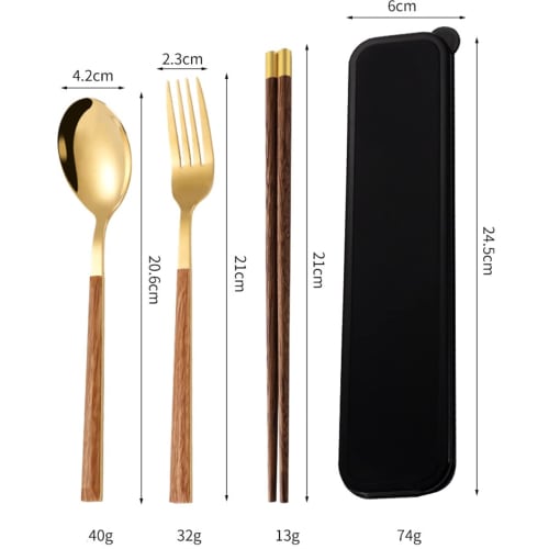 Stainless Steel Cutlery Set, Nordic Style, Bento Box Cutlery Set, Japanese Style Dinnerware Set, Portable Tableware Set with 4 Steak Knives, Perfect F