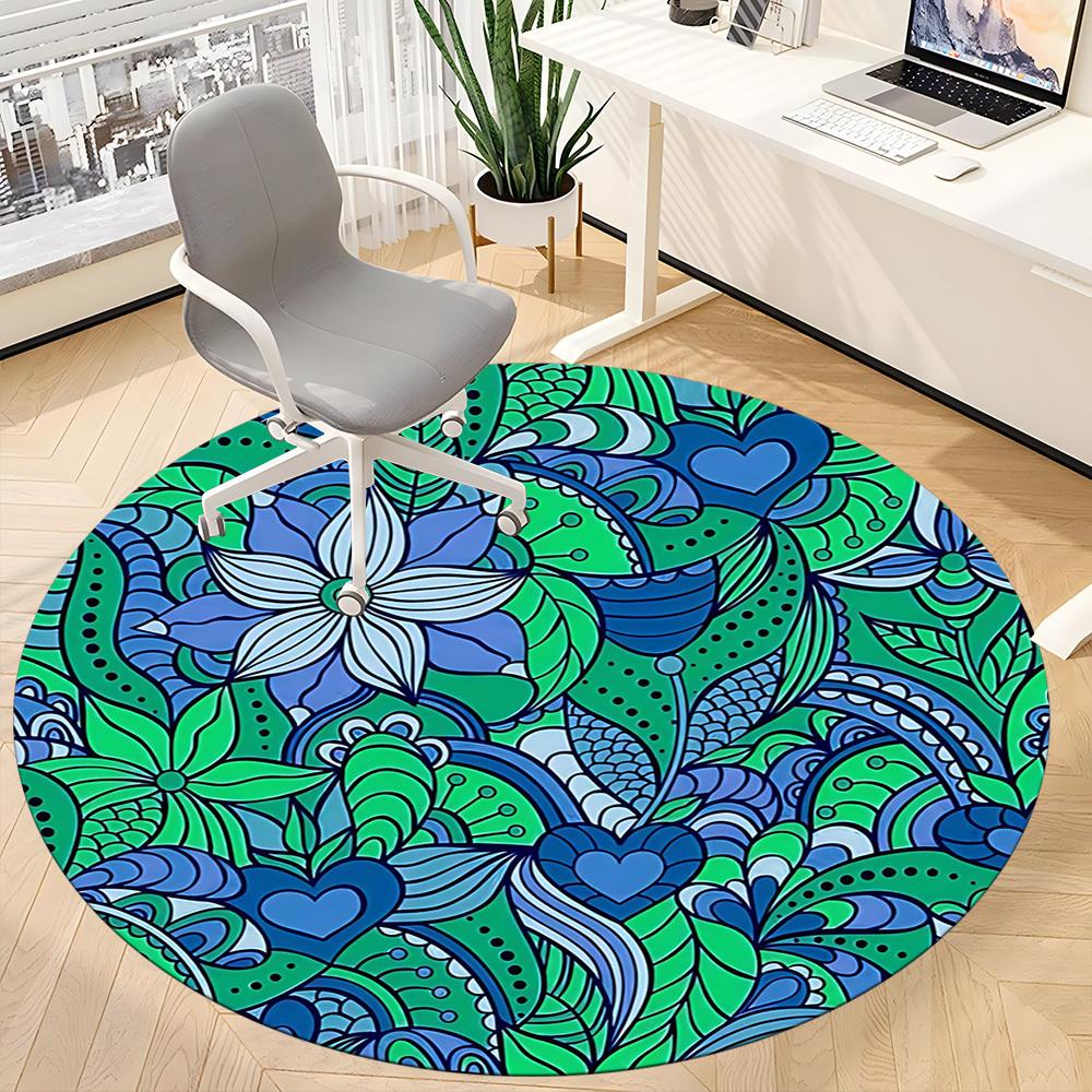 1PC Floral Mandala Pattern Chair Carpet for Office, Indoor Non-Slip Washable Carpet, Soft Comfortable Mat For Office Room Yy250930288