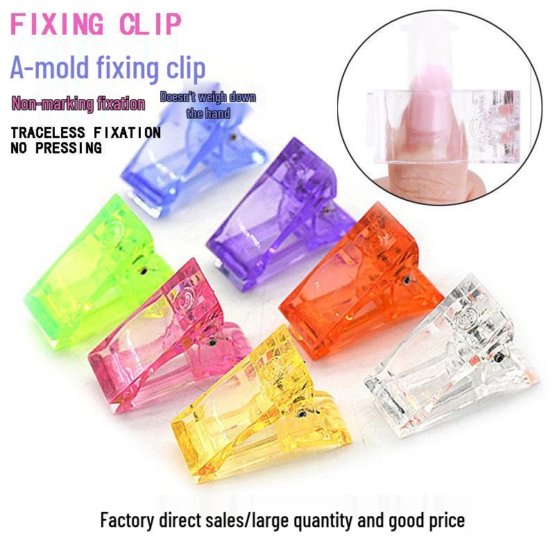 Colored Nail Art Crystal Clips - Multi-Color Shaping & Fixing Clips for Gel Extensions