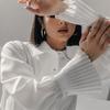 Elegant court French shirt 1116 spring new design ruffle edge white shirt commuter professional women's clothing