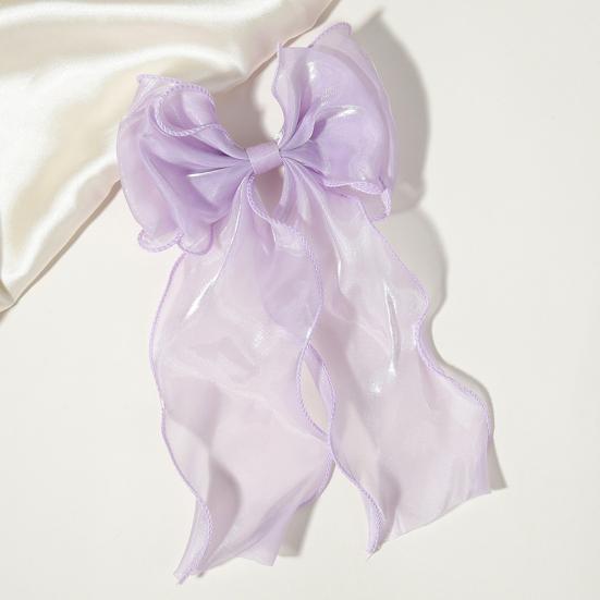 Women Hairpin Cartoon Bowknot Long Ribbon Decor Back Head Hair Clip Hair Styling Tool Hair Accessory