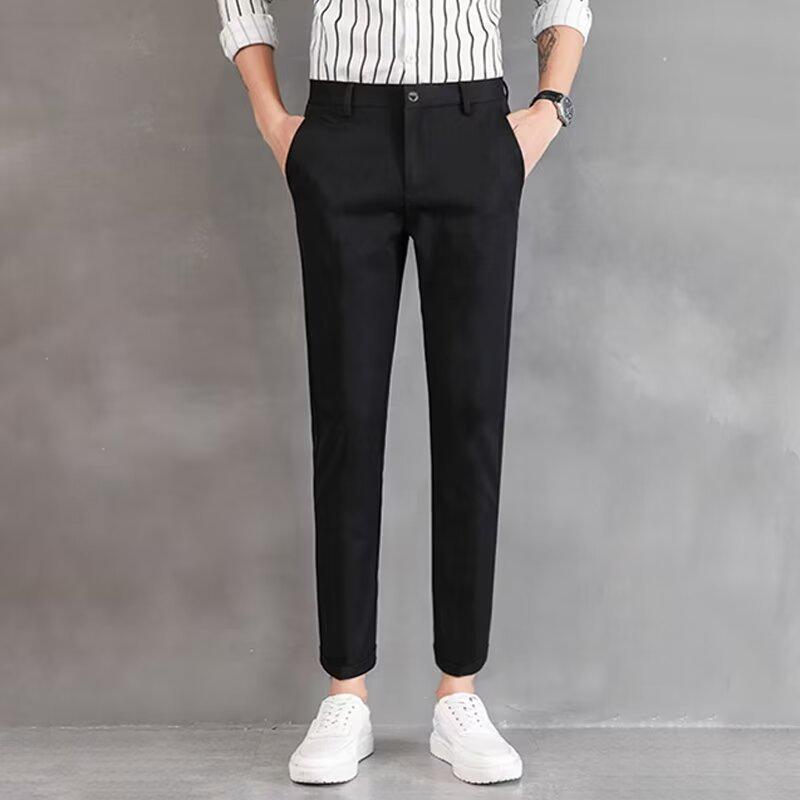 Men's Slim Korean-Style Nine-Point Trendy Trousers - Spring/Summer Casual Thin Long Pants