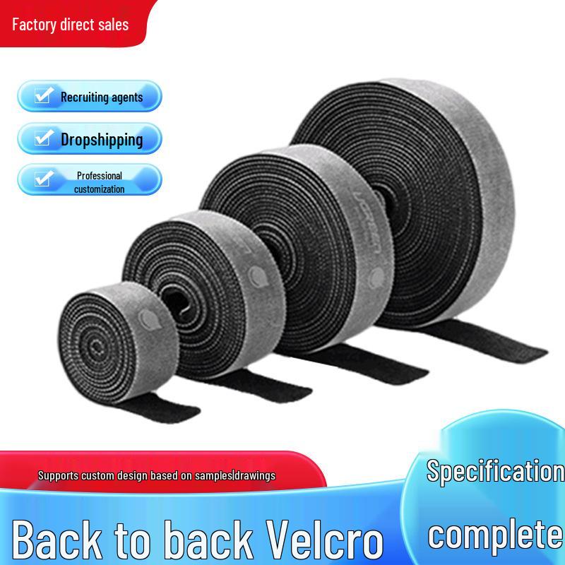 Velcro Back-to-Back Zip Tie with Self-Adhesive Hook for Bundling Cables and Wires