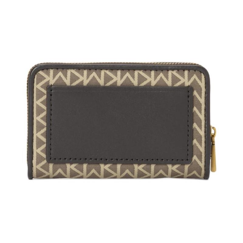 Michael Kors Jet Set Gold Hardware Logo Jacquard Polyester (Polyester) Wallet Small Unisex Couple Size Natural Color