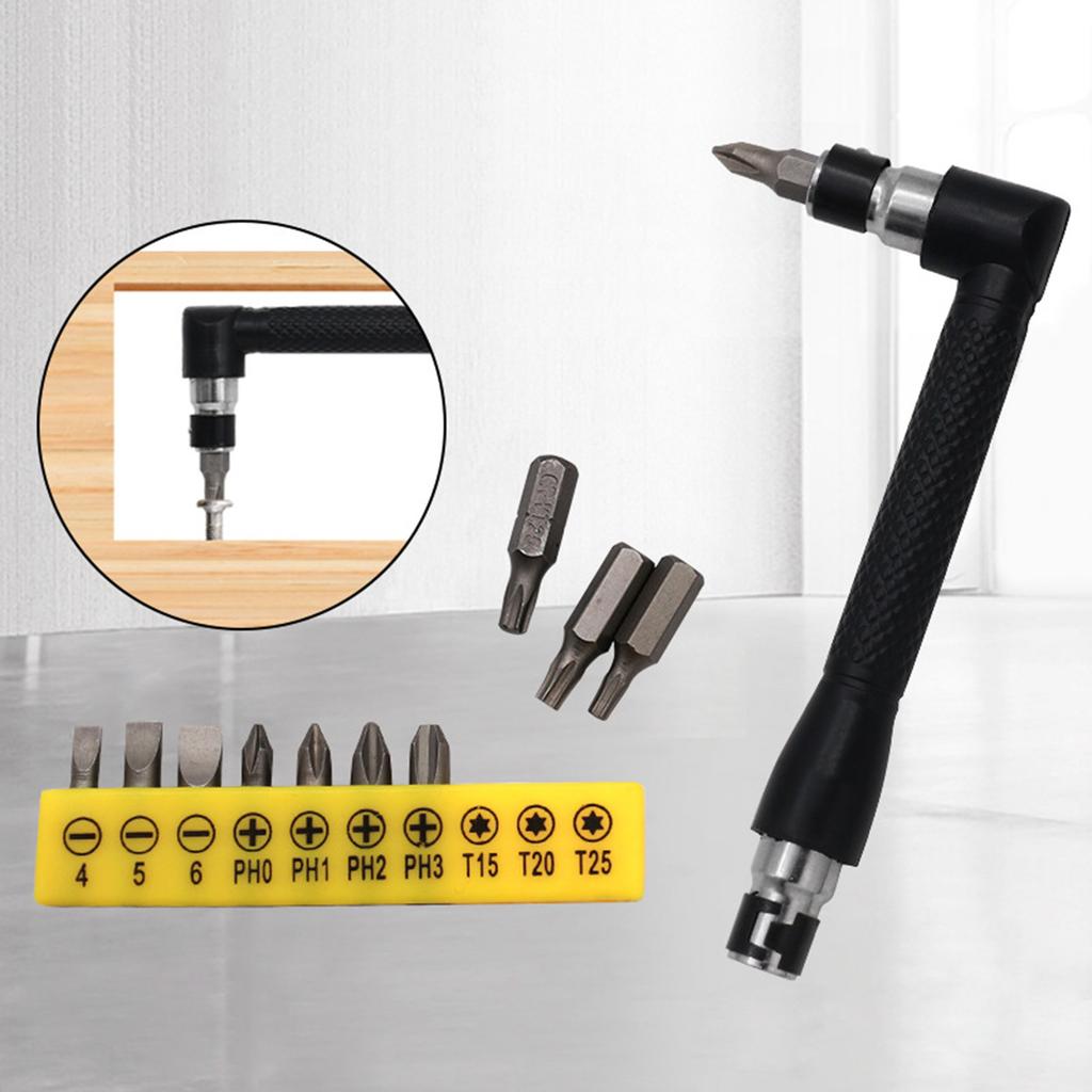 L-shaped 1/4 Hex Socket Wrench Screwdriver Bit Tool Set for Home Garage Hexagonal Screwdriver Bit Wrench with 10Pcs Bits