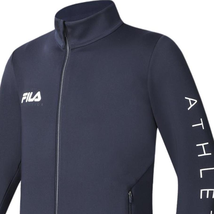Fila Mens Knitted Long Sleeve Jacket 2023 Spring New Simple Basic Sports Comfortable Top Men Jackets Legendary-Blue A11M411508F-NV