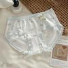 10A Antibacterial Floral Lace Trim Cotton Crotch Mid-Waist Girly Briefs