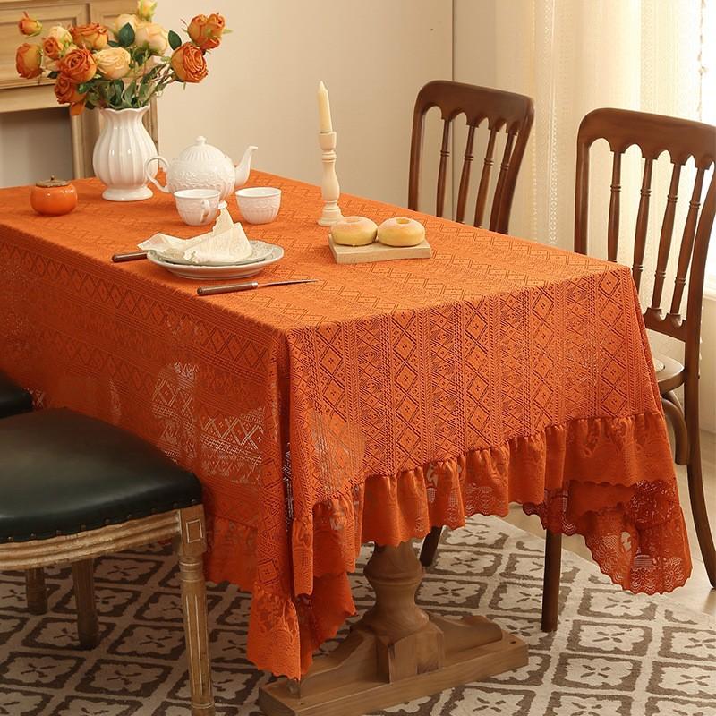 2025 New Square Decoration Table Cloth French Retro Lace Tablecloth Rectangle Dustproof Table Cover Luxury Retro Lace Tablecloth