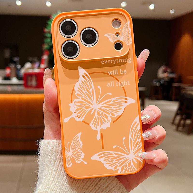 Butterfly Bowknots Pattern Case For iPhone 17 Pro Max Funda iPhone 16 15 14 13 Pro Max Magnetic For Magsafe Hybrid Slim Matte Cover