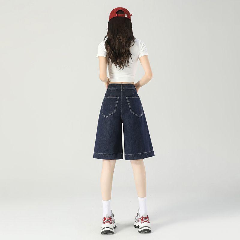 Gedijie Danning Blue Narrow Edition Straight Five Point Cowboy Shorts Women's Wear