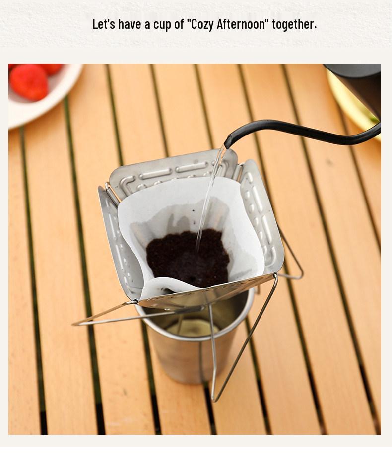 Portable Stainless Steel Pour-Over Coffee Drip with Folding Stand