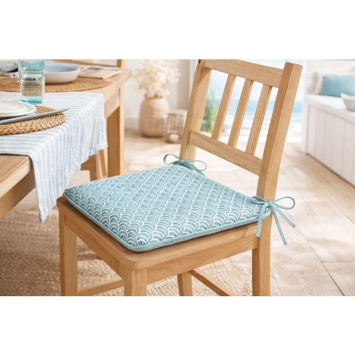 Galette de chaise bleu 38x38 cm motif graphique