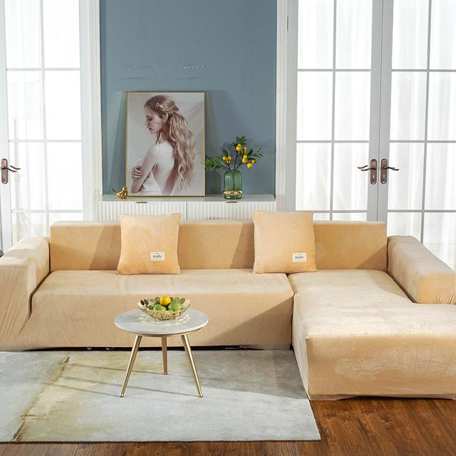 Samtstoff passt auf Couch, Sessel, Zweisitzer oder Chaiselongue. Kaufen Sie zwei separate Bezüge, um Ihr gesamtes L-förmiges Sofa abzudecken.