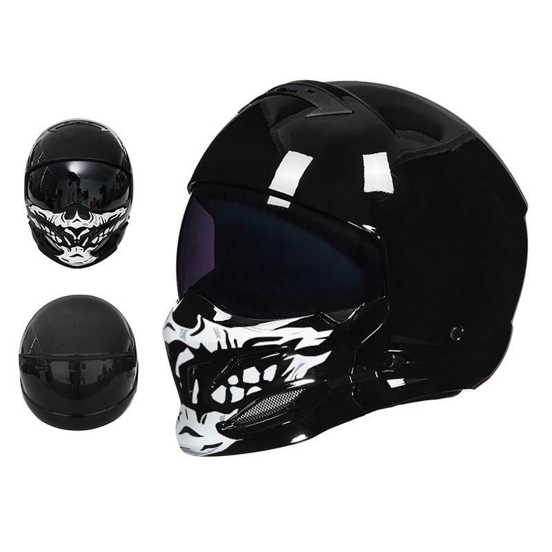 3C Certified Full Face Retro Motorcycle Helmet for All Seasons - Men's and Women's Scorpion Combination Half Helmet