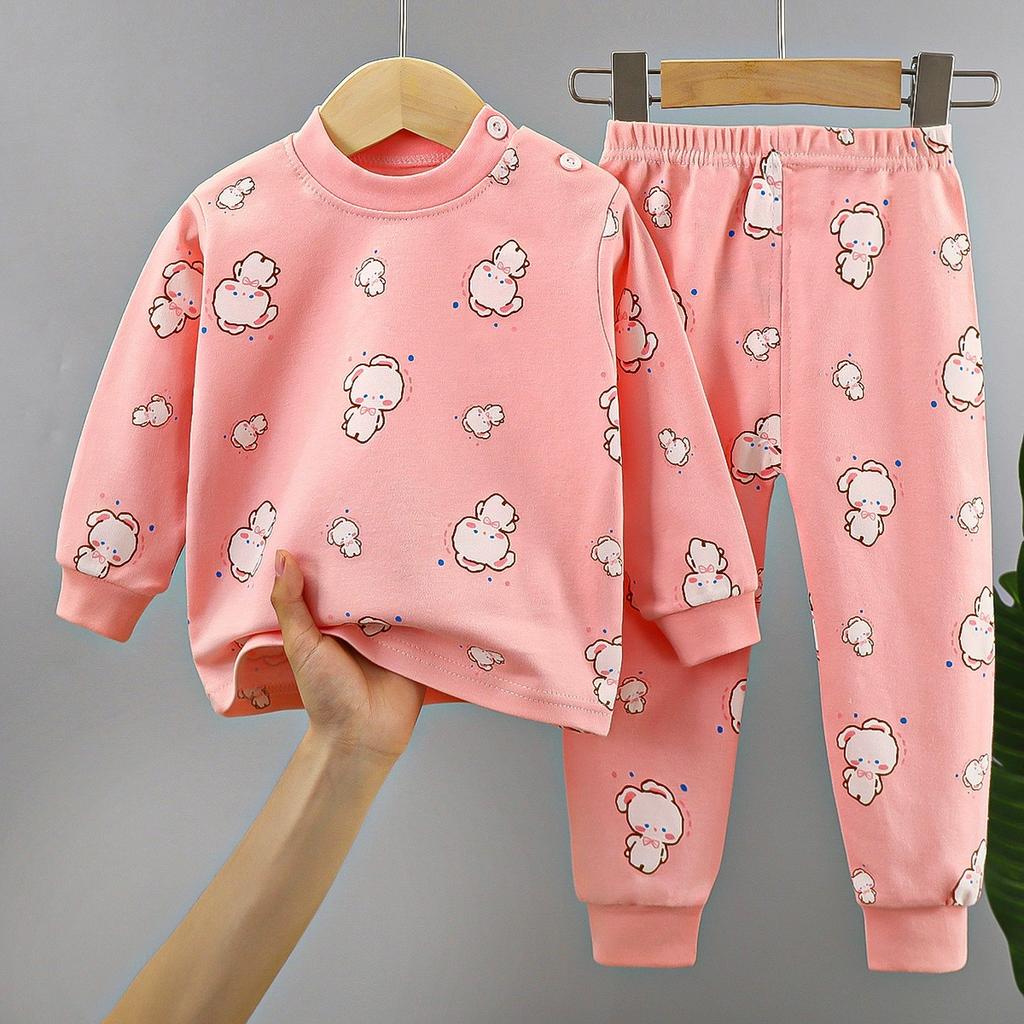 Cotton Children Pajamas Sets Unisex Soft Comfort Warm Cute Cartoon Printed Suitable Boys Girls Perfect for Autumn Winter Warmth