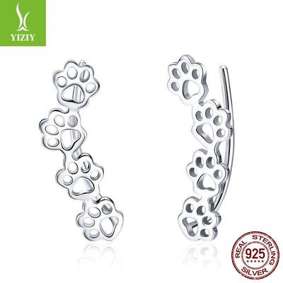 Yinziyun S925 Sterling Silver Cute Kitten Paw Stud Earrings for Women - European & American Fashion SCE430