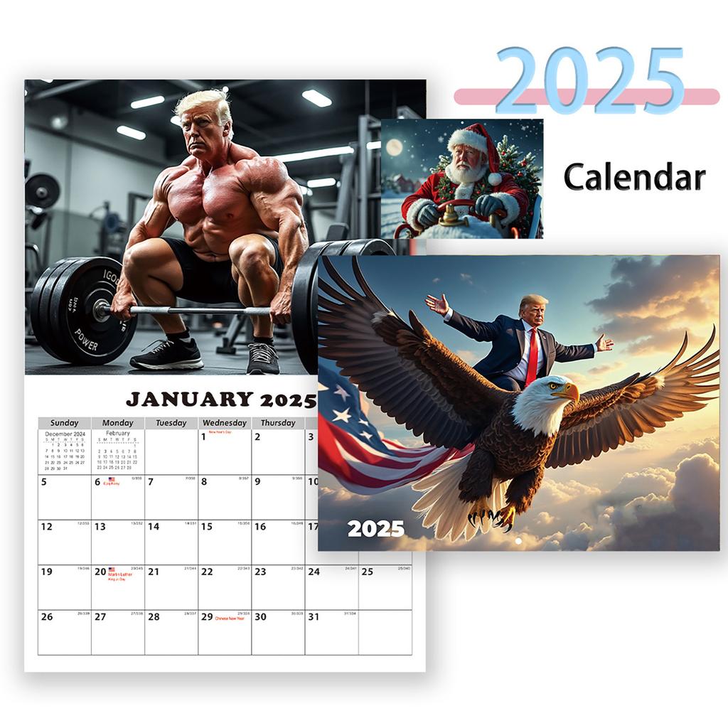 Presidentveggkalender 2025 – Presidentdesign, Månedskalender med fantastiske bilder, Perfekt for MAGA-supportere, Premium glanset finish