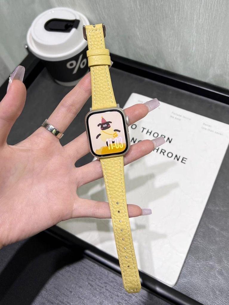 Lychee Grain Calfskin Band for Apple Watch Series 10, iWatch 98765, and SE