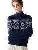 Women's Ethnic Style Fair Isle Jacquard Cashmere Half-Zip Sweater - Loose, Thick Winter Knit Top