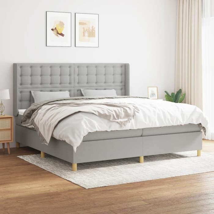 Maison Exclusive - Sommier à lattes de lit avec matelas Gris clair 200x200cm Tissu