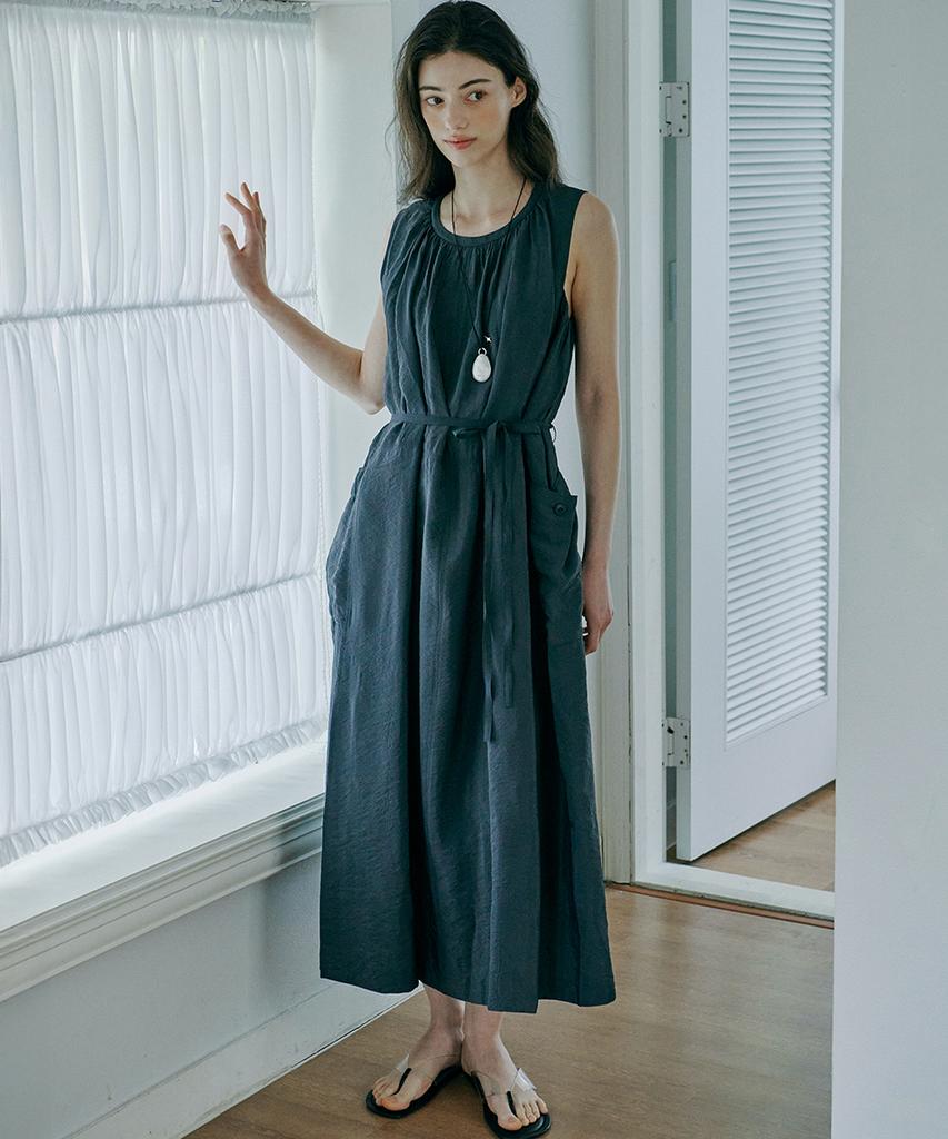 Marop 7106 Sleeveless Long Dress (Dark Gray)