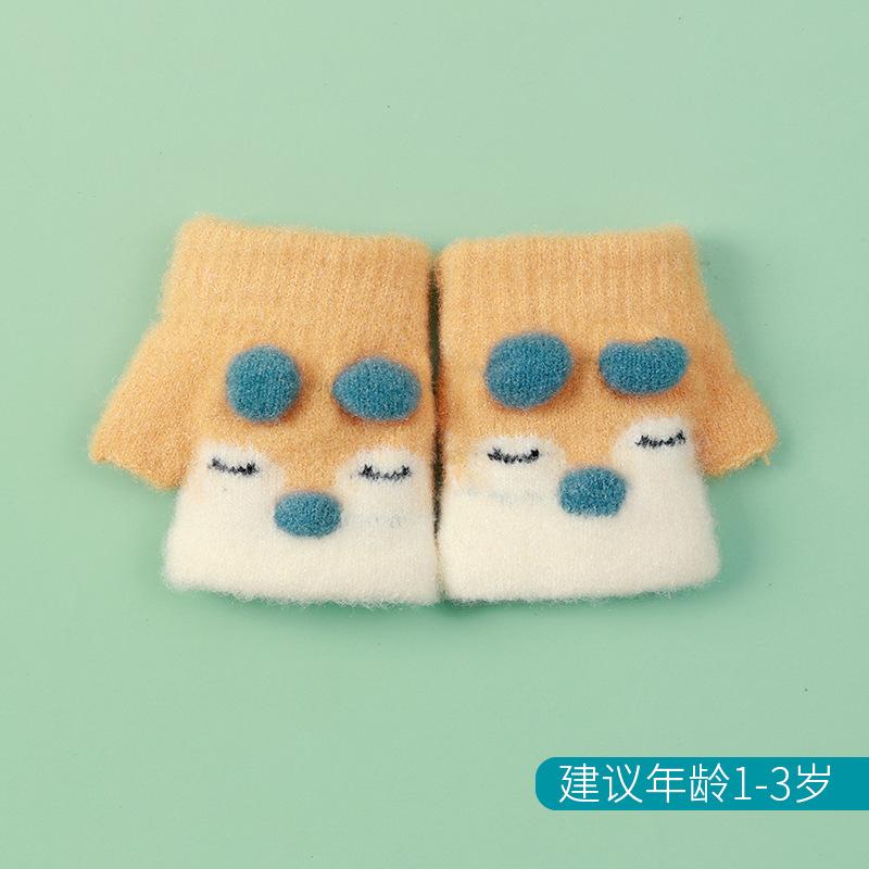 Xuehuaxiu Children's Thermal Gloves Cute Cartoon Baby Toddler Half Finger Bag Knitting Wholesale Children's Models
