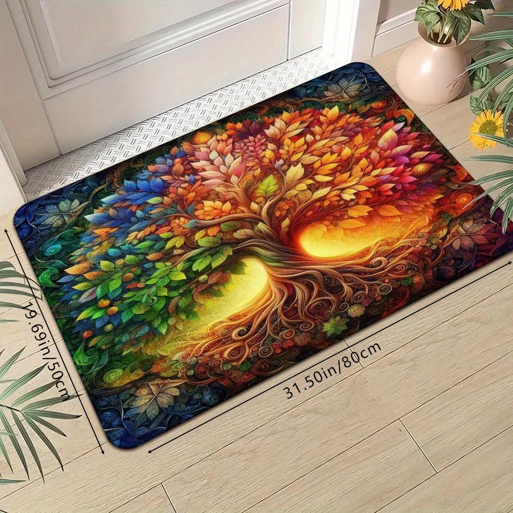 1Pcs Anti Fatigue Kitchen Rugs,Artistic Life TreePrint Waterproof Non-Slip Thick Cushioned Kitchen Mat Heavy Duty Comfort Standing Mat for Kitchen