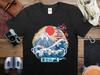 Japanese Wave and Mount Fuji T-Shirt, Vintage Japan Art Tee, Unisex Cotton Shirt, Aesthetic Clothing, Sunset and Sakura Blossom Top