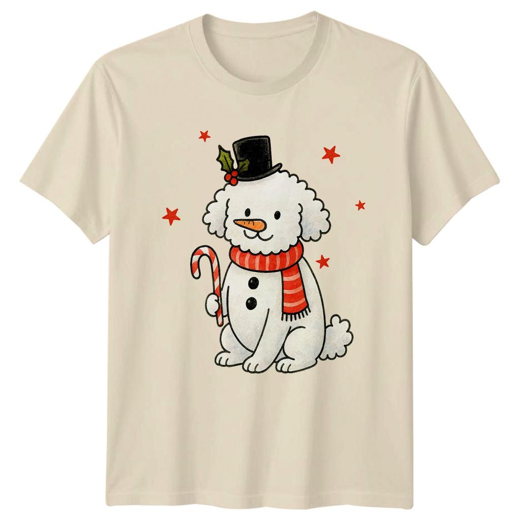SnowUnisex Dog Christmas Holiday Unisex Unisexs Graphic Tee Canine Poodle