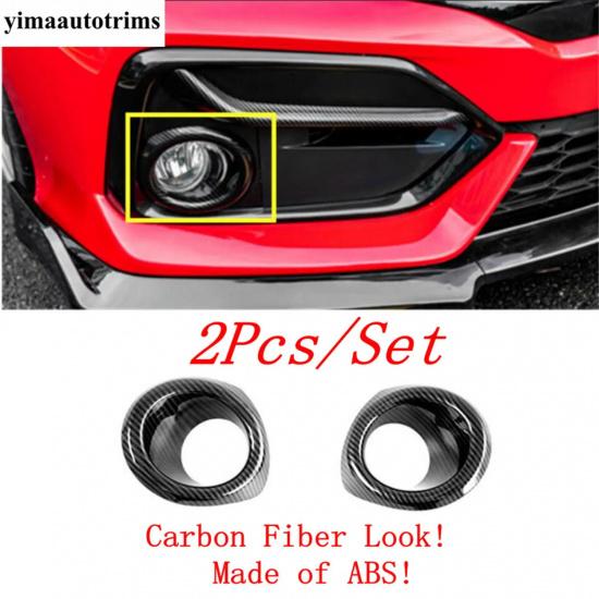 Front Rear Bumper Fog Lights Lamps Eyelid Eyebrow Strip Cover Trim For Honda Civic Hatchback   Carbon Fiber Accessories