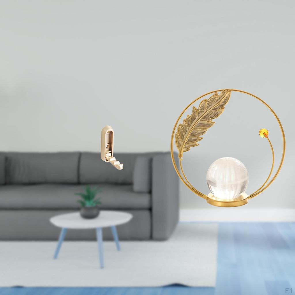 Folding Wall Hook Organizer with Crystal Ball Sculpture Metal Figurine Desk Ornament for Bathroom