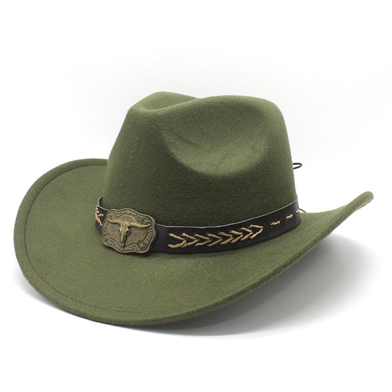 Ethnic Tibetan Style Western Cowboy Hat Top Hat Men'S And Women'S Felt Hat Rolled-Brim Jazz Hat Hat Tide