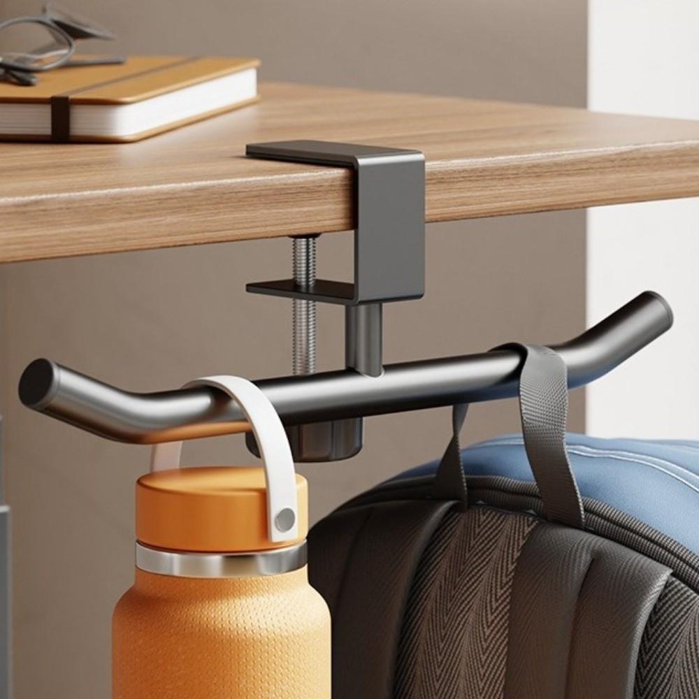 Carbon Steel Desk Edge Bag Hook Removable Adjustable Desk Headset Hanger Rotatable Punch-free Hanging Handbag Holder Office Desk