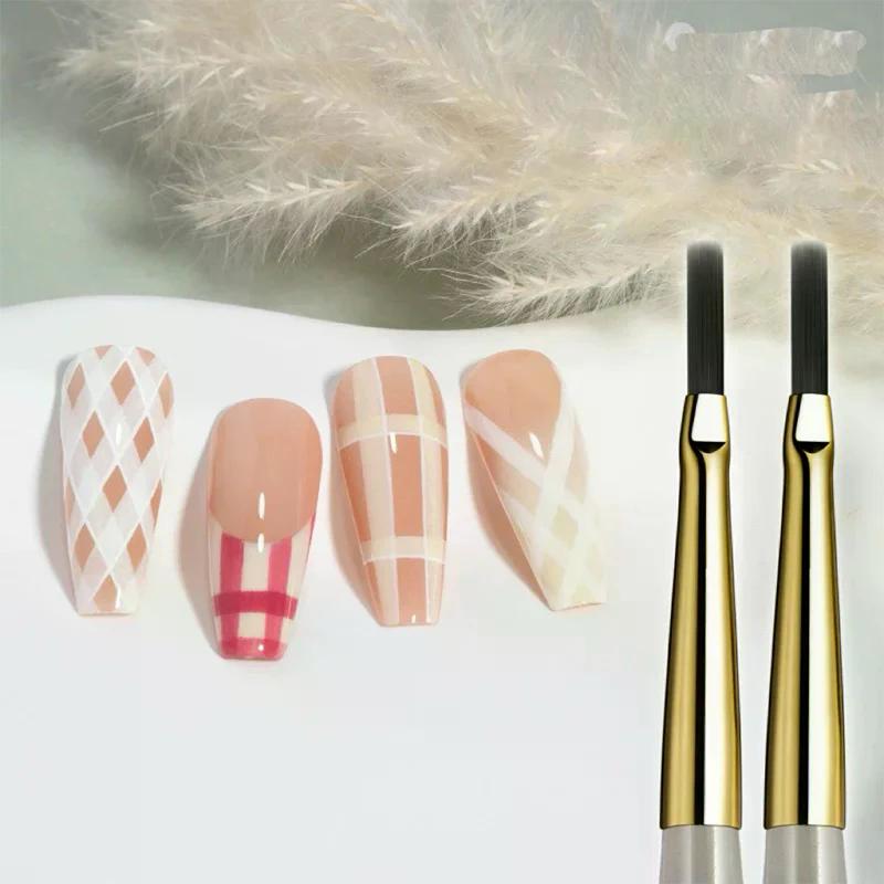 1/2PCS French Plaid Nail Art Brushes Set Line Grid Pattern Drawing Pen For DIY UV Gel Extension Painting Supplies DIY Design