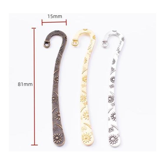 3 Colors 10 Pcs 81mm Bookmark Charms with Hole for Handmade Jewelry Accessories, Planners, Books (Bronze)