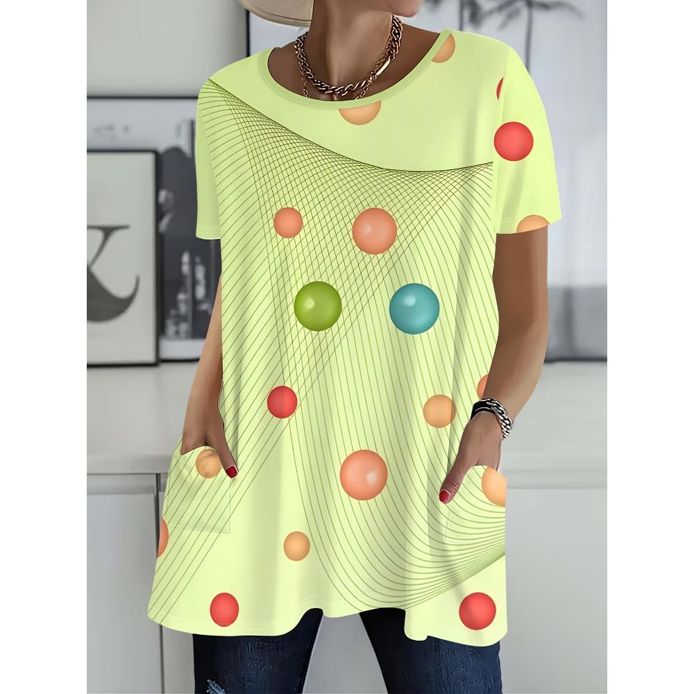 Women s  Short Sleeve Loose Fit T-Shirt Casual Fashion Printed Top, Summer S