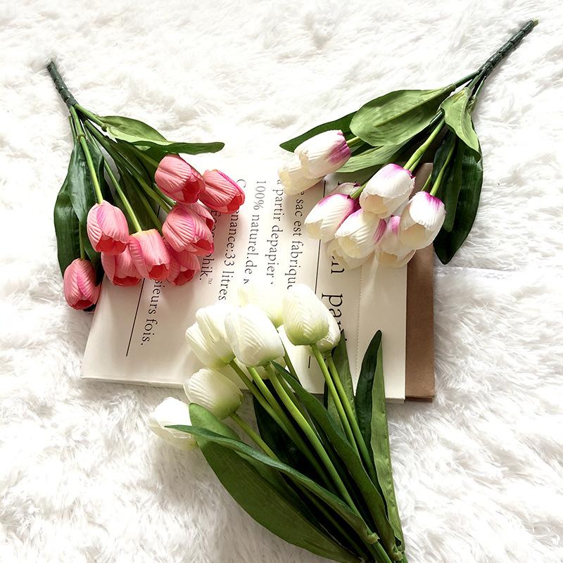 39cm Garden Tulip Bouquet Good Quality Silk Flower Wedding Bouquet Tulip Artificial Flowers for Garden