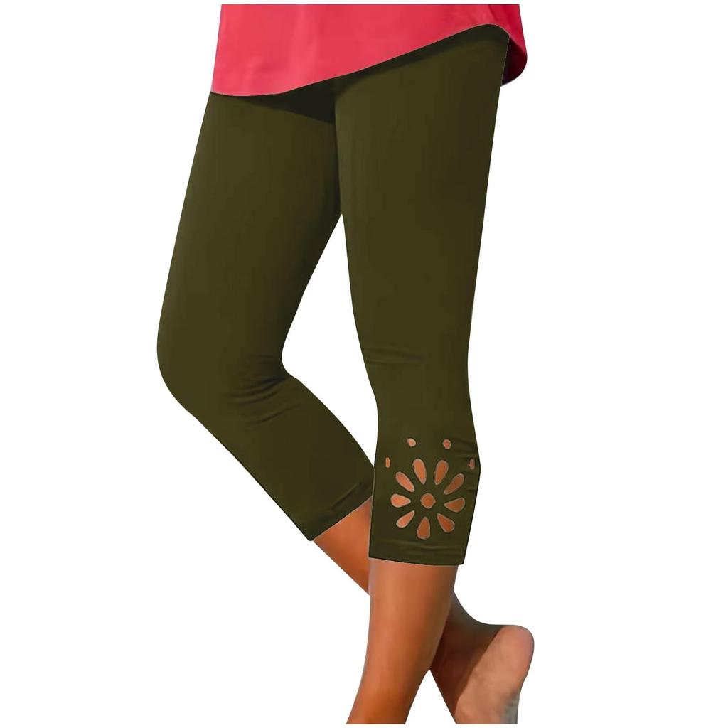 Women's Casual -Color Slim Base Cut-out Cropped Pants