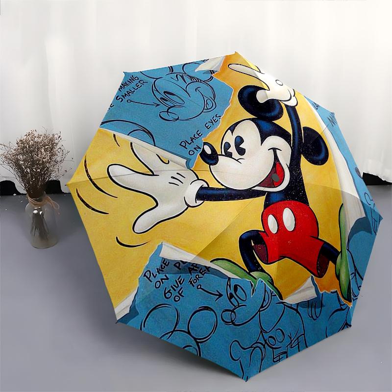 Mickey Mouse,Cartoon Automatic Umbrella - Tri-fold Portable Umbrella, Best Holiday Gift for Men and Women, Durable Iron Frame, Playful Desig